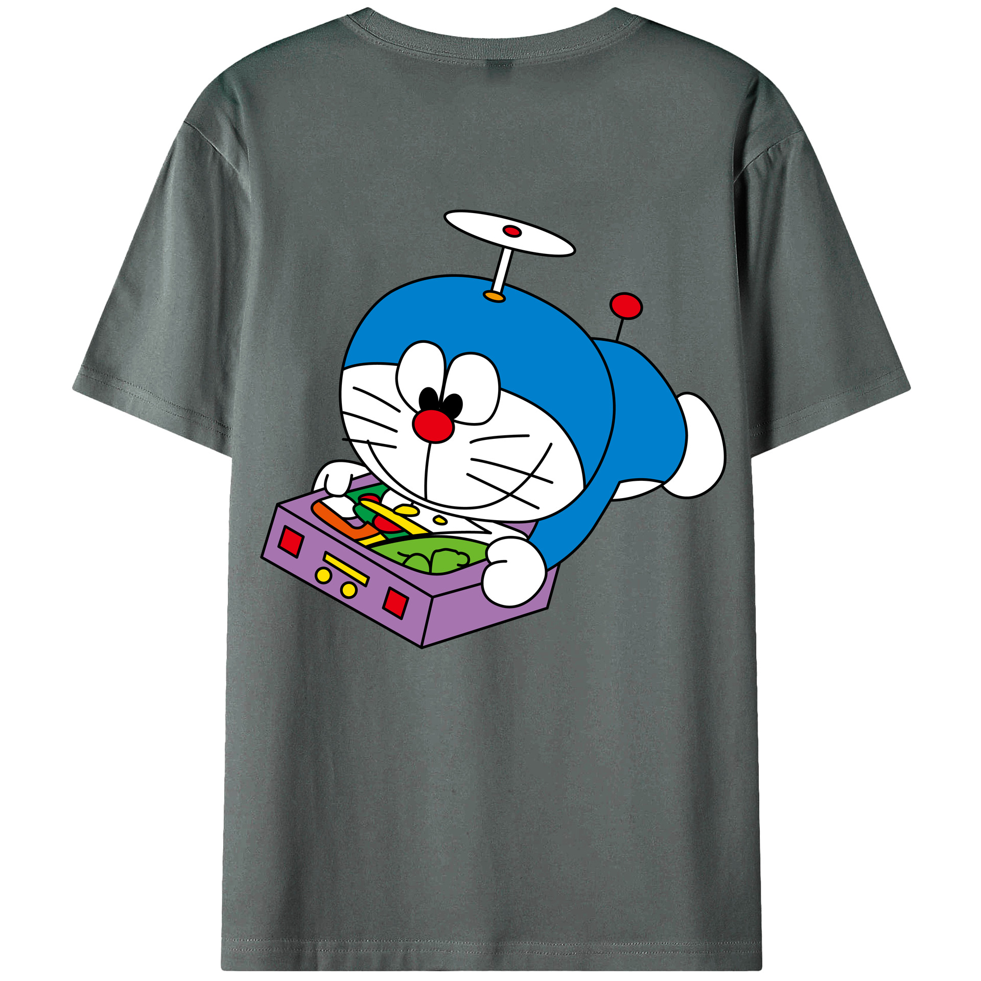 （画像用） ドラえもん Doraemon 綿100％ メンズ半袖Tシャツ（バックプリント） 通気性